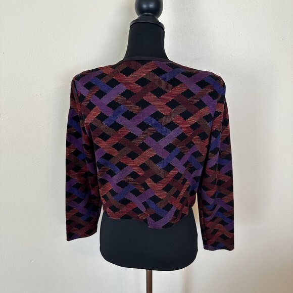 Vintage Positive Attitude Womens Geometric Cardigan Sweater Large 1980s Career - Picture 9 of 10